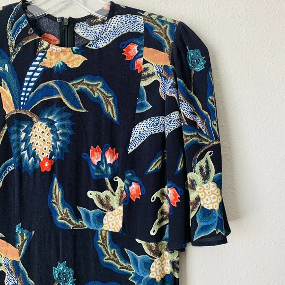 Maje Rimbaud Baroque Print Blue Dress - Picture 3 of 5